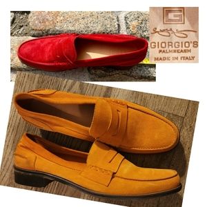 Authentic Giorgio's Palm Beach Luxury Loafers. Orange Velour Bisont 💥DEAL!